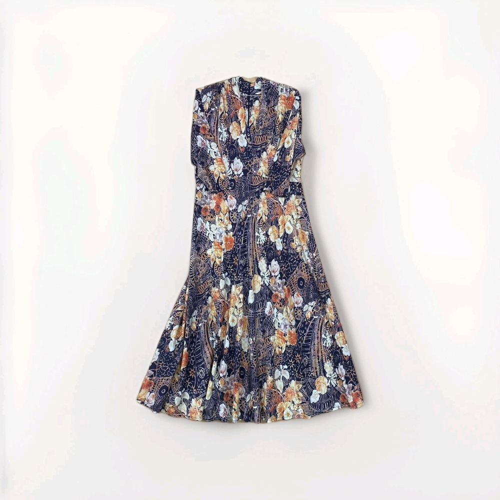Soft‎ Surroundings Dress Womens XL Navy Floral Boho Maxi Print Stretch ZEN19
